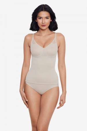 Women's Beige Extra Firm Sexy Sheer Shaping Underwire Camisole Shapewear - Miraclesuit USA | BR406970S3