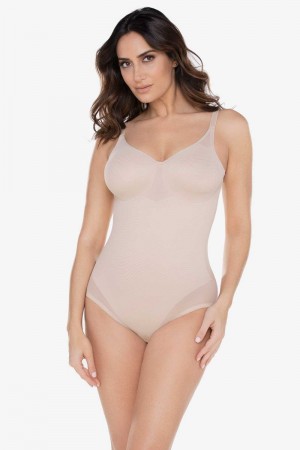 Women's Beige Extra Firm Sexy Sheer Shaping Bodybriefer Shapewear - Miraclesuit USA | OD312541M3