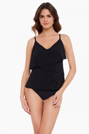 Women's Black Chloe Tankini Tops - Miraclesuit USA | BO291909C8