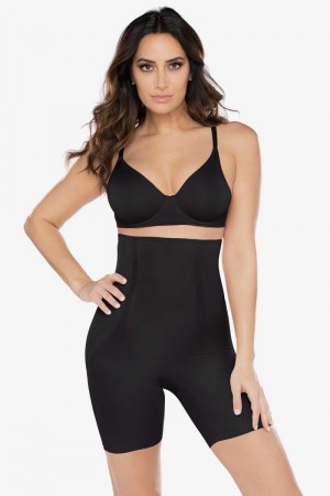 Women's Black Hi Waist Mid Thigh Slimmer Shapewear - Miraclesuit USA | BY909280R7