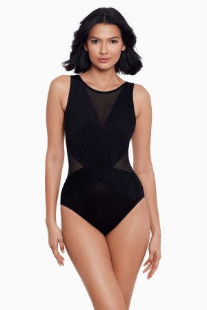 Women's Black Illusionists Palma One Piece - Miraclesuit USA | YU641944C1