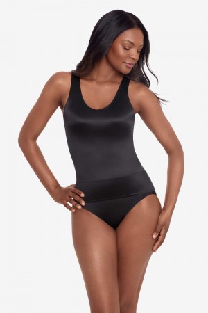 Women's Black Back Wrap Tank Shapewear - Miraclesuit USA | PI612261J5