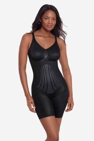 Women's Black Modern Miracle Thigh Slimmer Bodysuit Shapewear - Miraclesuit USA | SZ087708W5