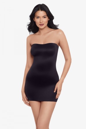 Women's Black Show Stopper Strapless Slip Shapewear - Miraclesuit USA | DN290399E7