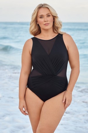 Women's Black Plus Size Illusionists Palma One Piece - Miraclesuit USA | DU139763D9