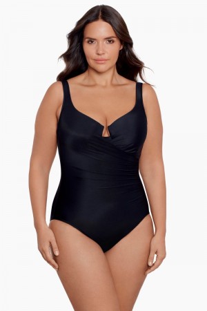 Women's Black Plus Size Must Haves Escape One Piece - Miraclesuit USA | XW362886I6