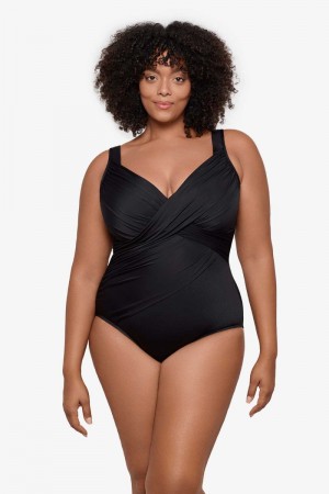 Women's Black Plus Size Rock Solid Revele One Piece - Miraclesuit USA | KV703350R1