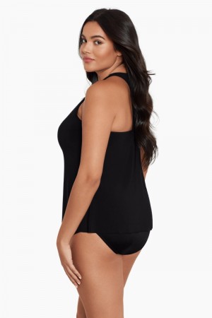 Women's Black Plus Size Taylor Tankini Tops - Miraclesuit USA | PY546594R7