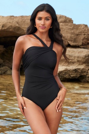 Women's Black Rock Solid Europa Underwire One Piece - Miraclesuit USA | MF653295M1