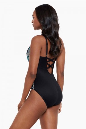 Women's Black / Multicolor Precioso Temptation DD Cup One Piece - Miraclesuit USA | ZL661366C4