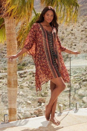 Women's Black / Multicolor Zwina Caftan Cover Ups - Miraclesuit USA | QN653995P2