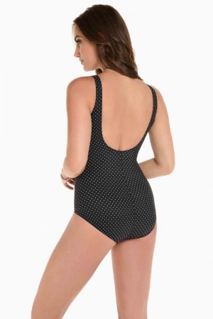 Women's Black / White Pin Point Oceanus One Piece - Miraclesuit USA | KO476997B8