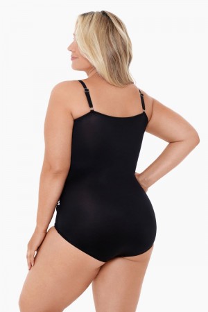 Women's Black / White Plus Size Sub Rosa Sanibel One Piece - Miraclesuit USA | RB061186V1