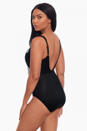 Women's Black / White Sub Rosa Sanibel DD Cups One Piece - Miraclesuit USA | TH568476X6