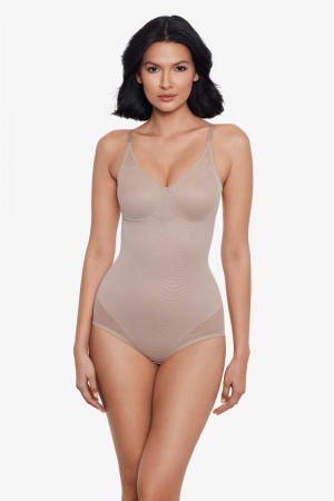 Women's Brown Extra Firm Sexy Sheer Shaping Bodybriefer Shapewear - Miraclesuit USA | XD998189D7