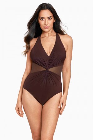 Women's Brown Illusionists Wrapture One Piece - Miraclesuit USA | AM630313C3