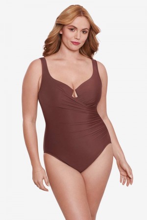 Women's Brown Plus Size Must Haves Escape One Piece - Miraclesuit USA | ZX919371Q1