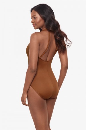 Women's Brown Rock Solid Wrapsody One Piece - Miraclesuit USA | WH537213H3