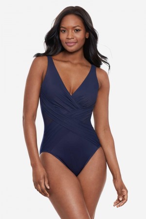 Women's Dark Purple Crossover With Mesh One Piece - Miraclesuit USA | YS563966C5