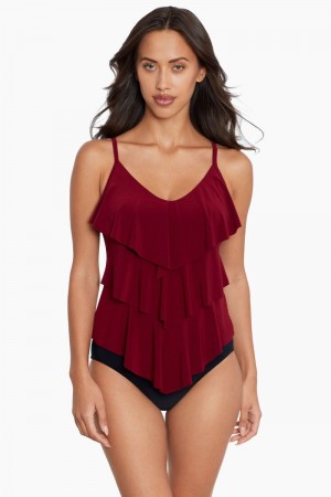 Women's Dark Red Rita Tankini Tops - Miraclesuit USA | NM387228M2