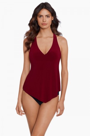 Women's Dark Red Taylor DD Cups Tankini Tops - Miraclesuit USA | LT949484A7