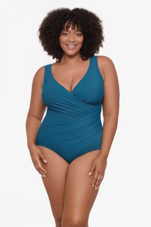 Women's Dark Turquoise Plus Size Must Haves Oceanus One Piece - Miraclesuit USA | HO295069H8