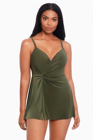 Women's Light Olive Twisted Sisters Adora Underwire Swim Dress - Miraclesuit USA | MM515091L6