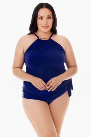 Women's Navy Plus Size Parker One Piece Swim Dress - Miraclesuit USA | KW424462S9