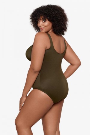 Women's Olive Plus Size Rock Solid Revele One Piece - Miraclesuit USA | LS366756S8