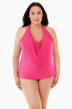 Women's Pink Plus Size Sophie Tankini Tops - Miraclesuit USA | BC653655B5