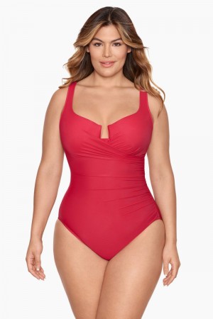 Women's Red Plus Size Must Haves Escape One Piece - Miraclesuit USA | JG250775A8