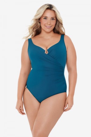 Women's Turquoise Plus Size Must Haves Escape One Piece - Miraclesuit USA | DF408640T4