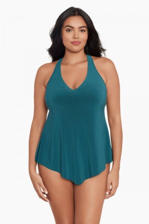 Women's Turquoise Plus Size Taylor Tankini Tops - Miraclesuit USA | AC543884O6