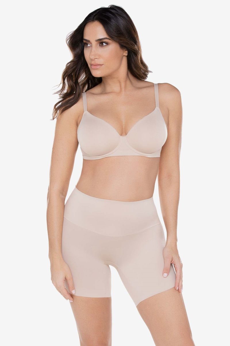 Women's Beige Comfy Curves Firm Control Waistline Bike Pants Shapewear - Miraclesuit USA | KY594439R6