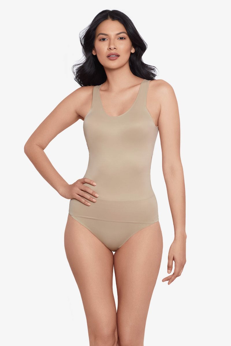 Women's Beige Back Wrap Tank Shapewear - Miraclesuit USA | ZM459195W2