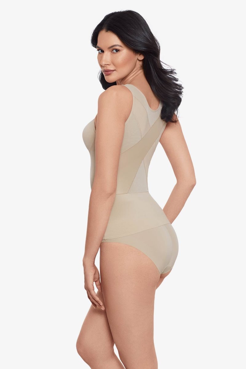 Women's Beige Back Wrap Tank Shapewear - Miraclesuit USA | ZM459195W2