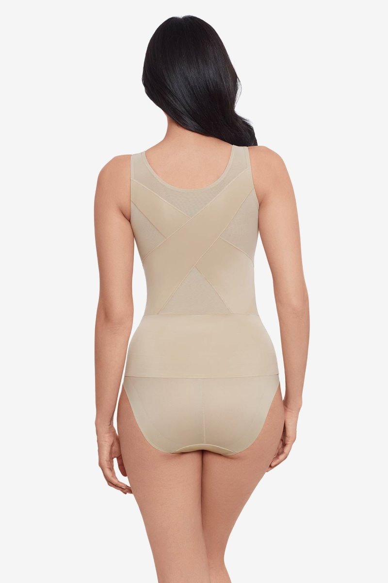 Women's Beige Back Wrap Tank Shapewear - Miraclesuit USA | ZM459195W2