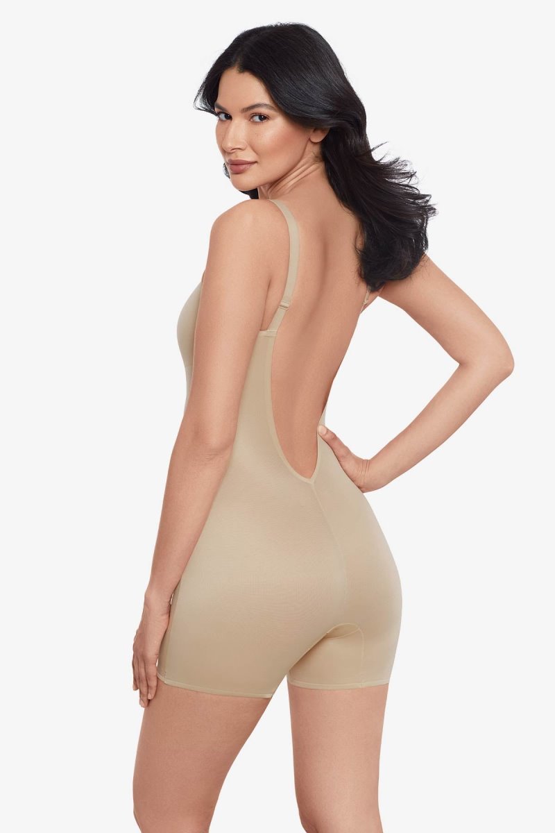 Women's Beige Show Stopper Low Back All In One Bike Short Shapewear - Miraclesuit USA | JH863356G4