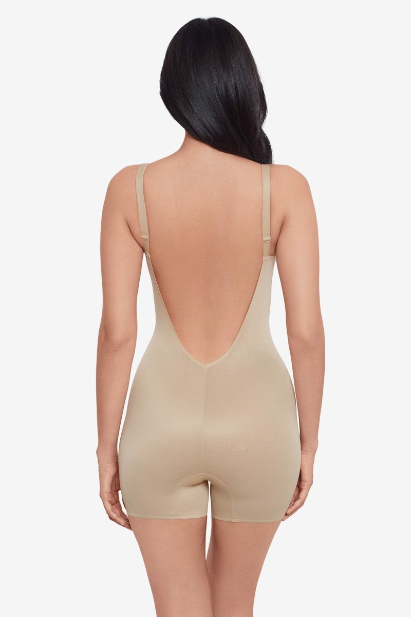 Women's Beige Show Stopper Low Back All In One Bike Short Shapewear - Miraclesuit USA | JH863356G4