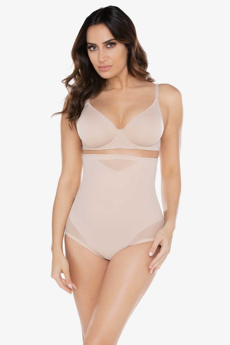 Women\'s Beige Surround Support Shaping Hi Waist Brief Shapewear - Miraclesuit USA | OX461676I4