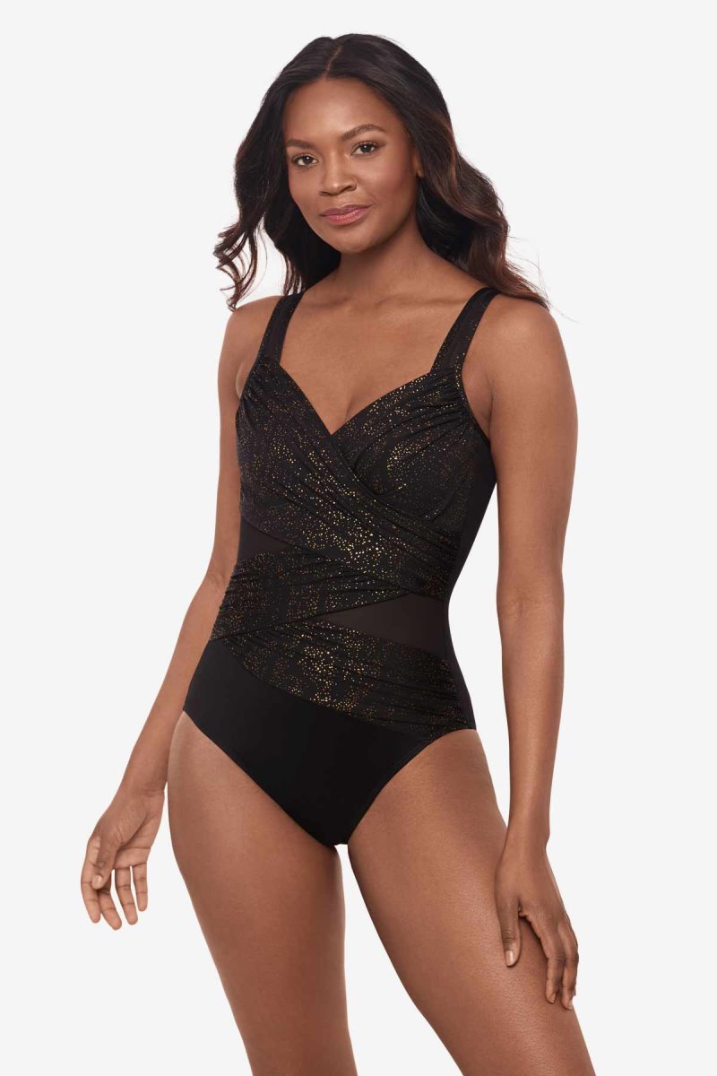 Women's Black Brillante Madero One Piece - Miraclesuit USA | WC572667Q3