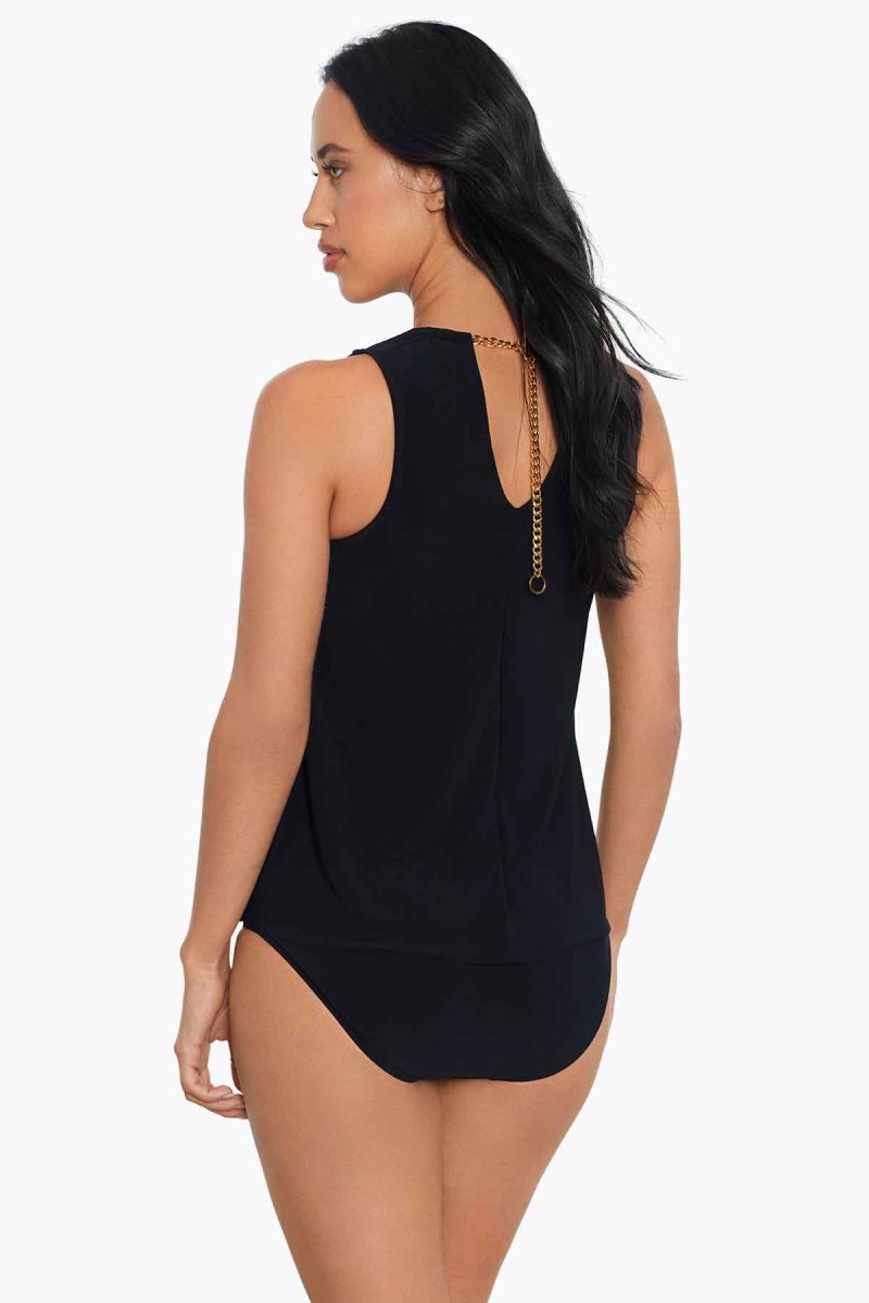 Women's Black Hyper Link Chanae Tankini Tops - Miraclesuit USA | KW227282M7