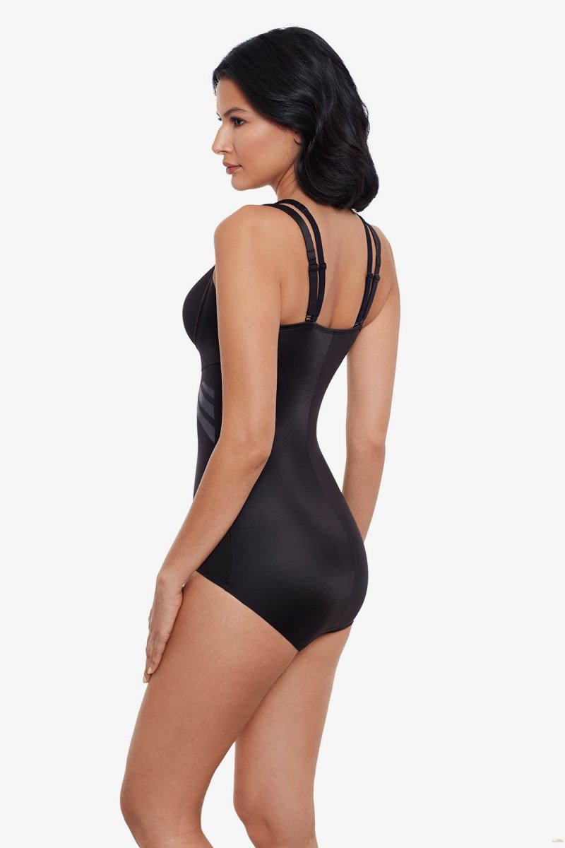 Women's Black Modern Miracle Torsette Bodybriefer With Lycra Fitsense Technology Shapewear - Miraclesuit USA | AU458055Y8