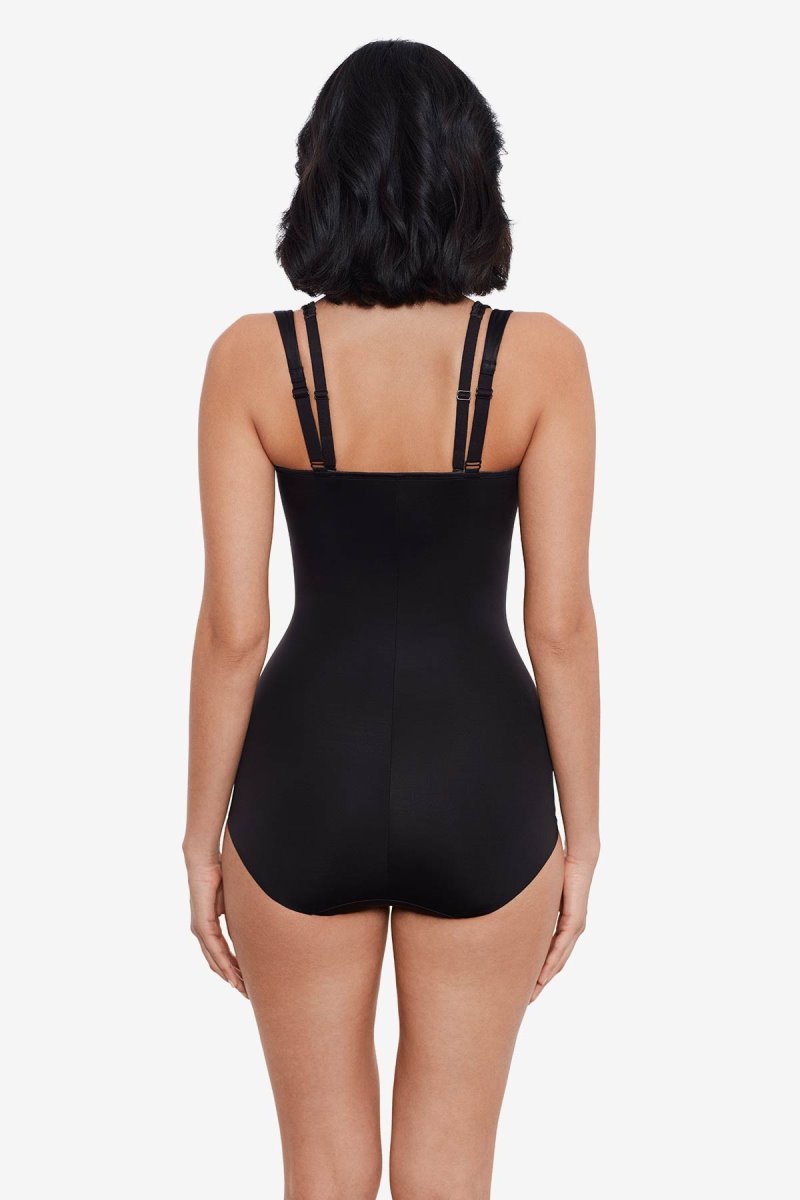 Women's Black Modern Miracle Torsette Bodybriefer With Lycra Fitsense Technology Shapewear - Miraclesuit USA | AU458055Y8