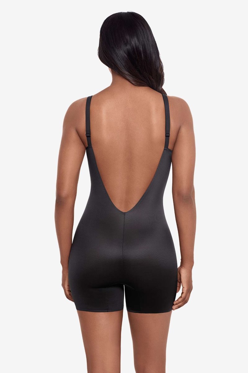 Women's Black Show Stopper Low Back All In One Bike Short Shapewear - Miraclesuit USA | DE839193E9