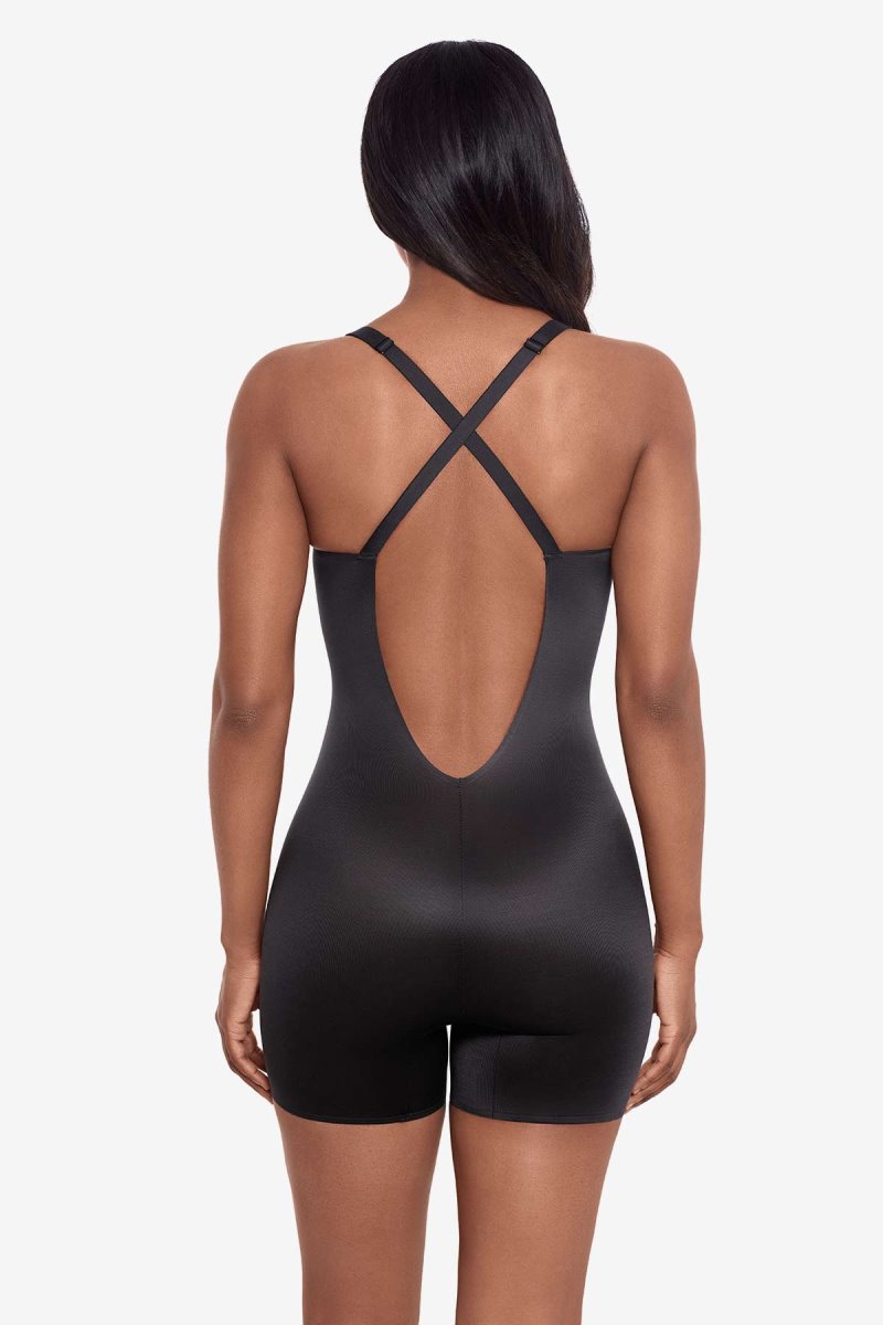 Women's Black Show Stopper Low Back All In One Bike Short Shapewear - Miraclesuit USA | DE839193E9