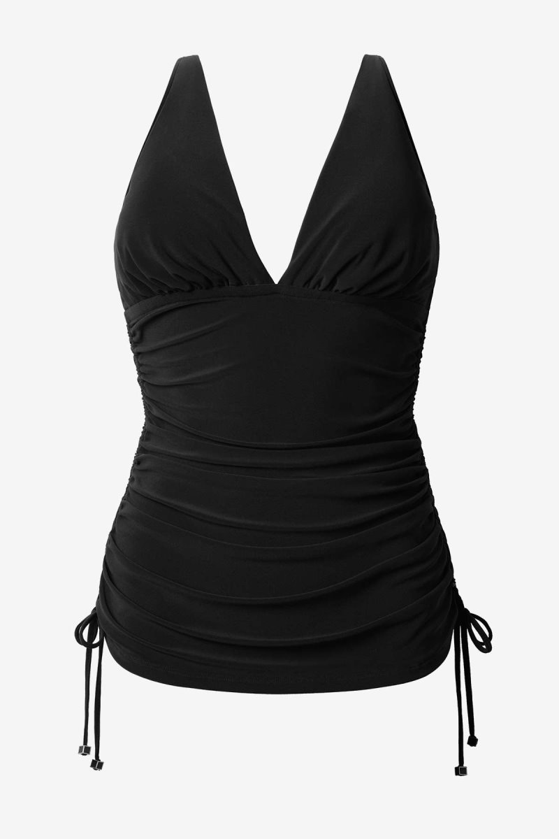 Women's Black Morningstar Dani Ruched Tankini Tops - Miraclesuit USA | UB708700Z1