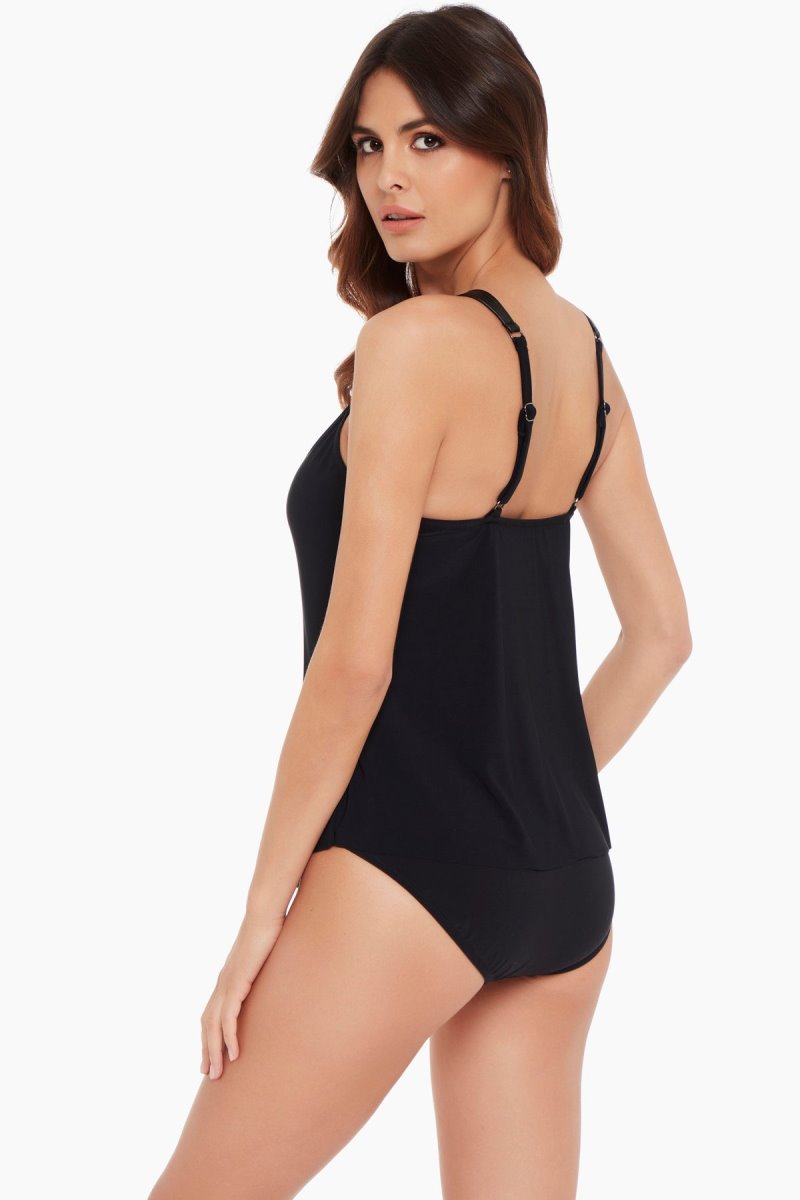 Women's Black Moto Chic Rachel Tankini Tops - Miraclesuit USA | MA635483T4