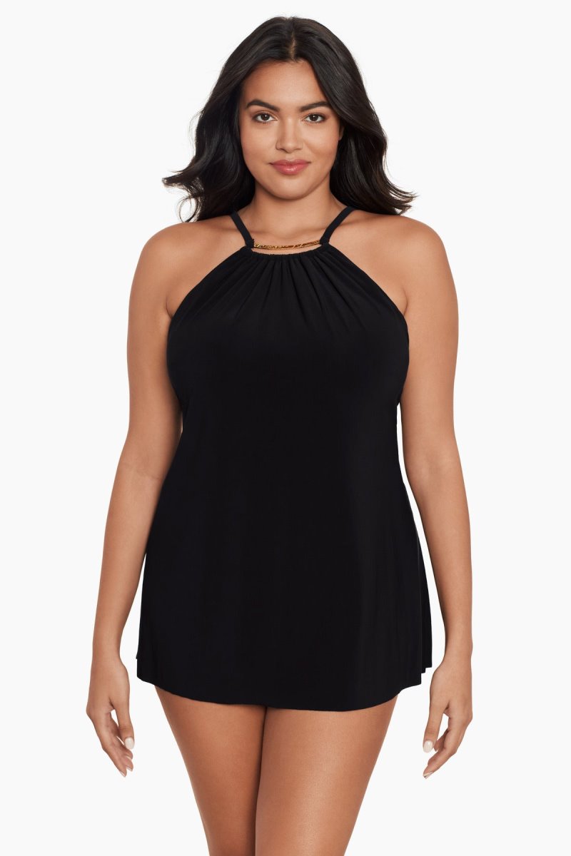 Women\'s Black Plus Size Parker One Piece Swim Dress - Miraclesuit USA | XA996049F2