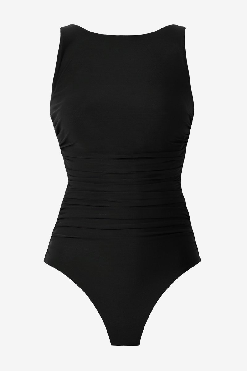 Women's Black Rock Solid Regatta High Neck One Piece - Miraclesuit USA | IP016231A9